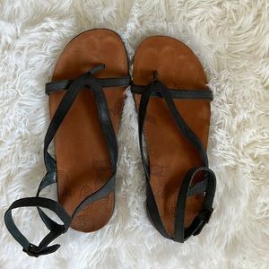 Chaco Slingback Leather Sandals in Black